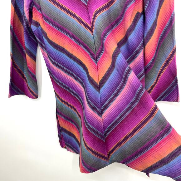 Coldwater Creek 100% LINEN Womens Size Small Aztec Pink Blouse Shirt Top V Neck - Picture 4 of 9